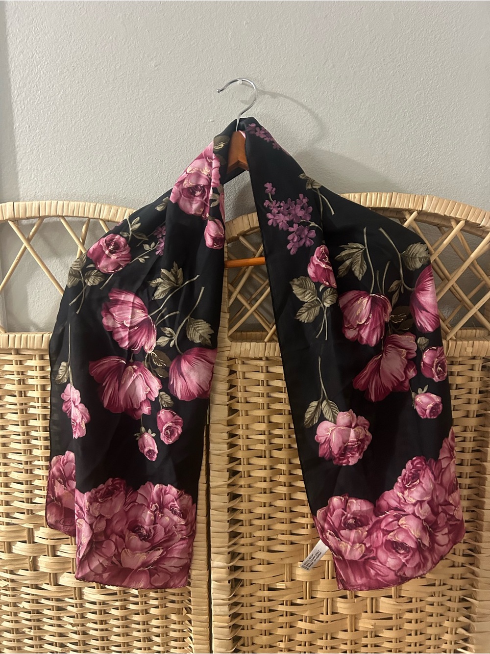 Vintage Oscar de la Renta 100%Silk Floral Scarf Whimsigoth Fairy